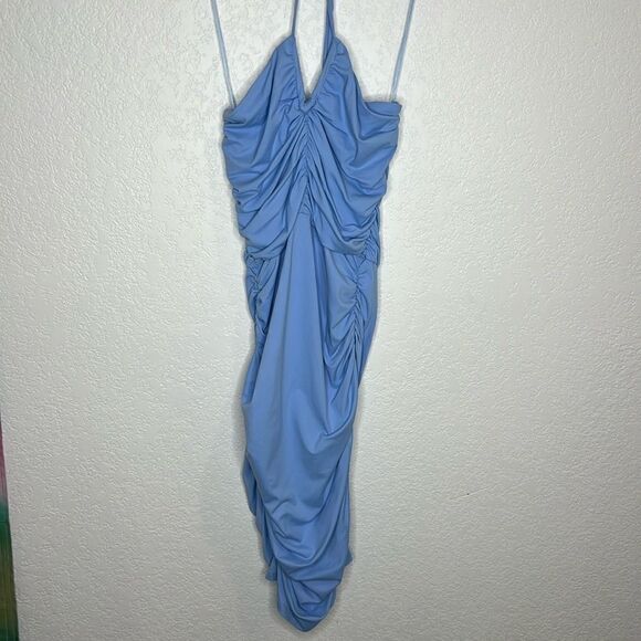 NWT Susana Monaco V Wire Halter Dress XL Light Blue - Picture 2 of 13